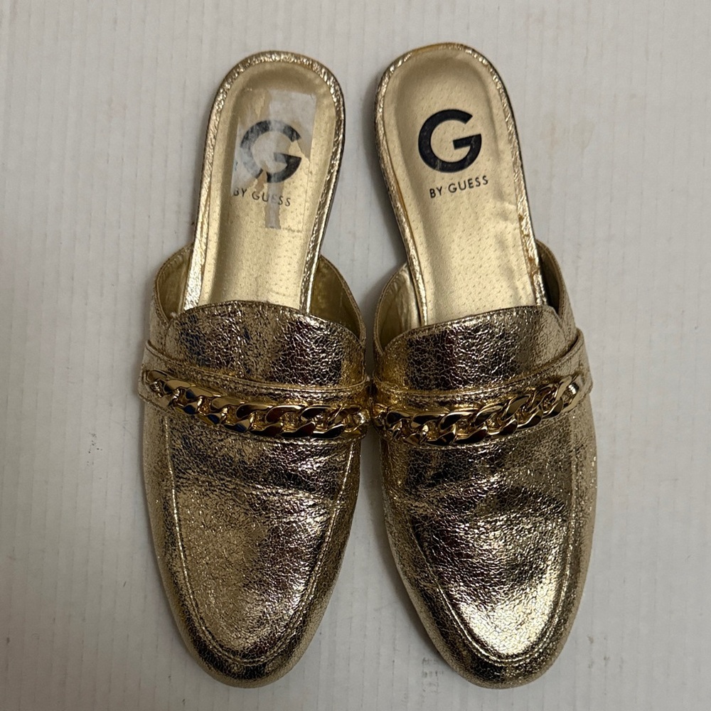 Guess Metallic Gold Chain Mules
